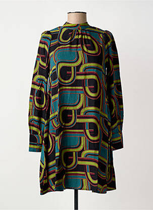 Robe mi-longue imprimé fantaisie manches longues vert KING LOUIE femme
