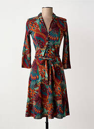 Robe mi-longue imprimé fleurs manches longues rouge KING LOUIE femme