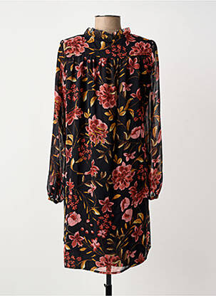 Robe mi-longue coupe fluide manches longues noir FREEMAN T.PORTER femme