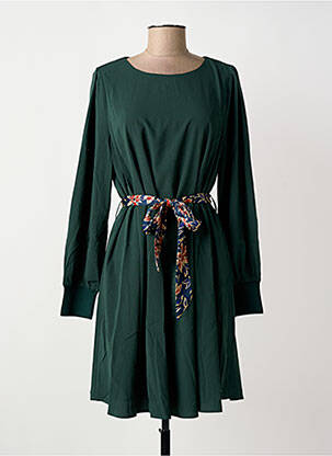 Robe mi-longue manches longues manches longues vert GRACE & MILA femme