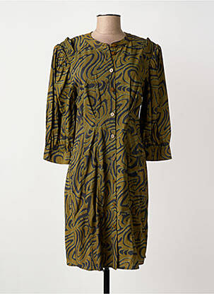 Robe mi-longue imprimé fantaisie manches longues vert SCOTCH & SODA femme