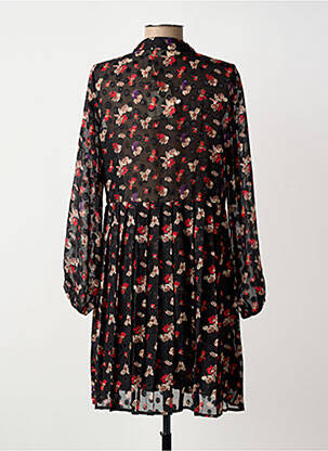 Robe mi-longue imprimé fleurs manches longues noir CHERRY PARIS femme