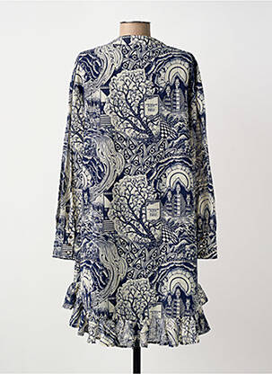 Robe mi-longue coupe fluide manches longues bleu SCOTCH & SODA femme