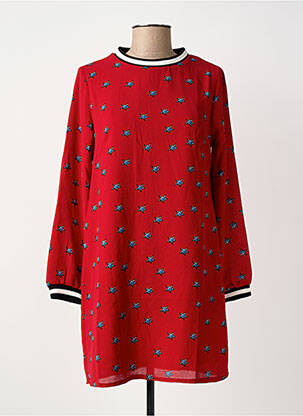 Robe courte fermeture zippée au dos manches longues rouge MINUETO femme