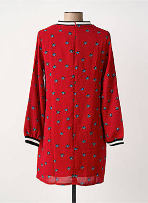 Robe courte fermeture zippée au dos manches longues rouge MINUETO femme