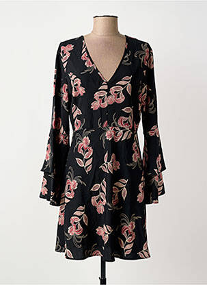 Robe mi-longue imprimé fleurs manches longues noir IMPERIAL femme