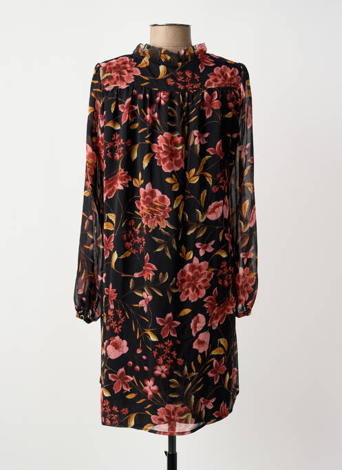 Robe mi-longue imprimé fleurs manches longues noir FREEMAN T.PORTER femme
