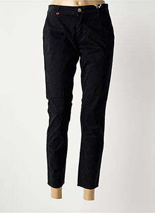 Pantalon 7/8 tissage popeline taille normale noir F.A.M. femme