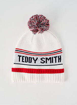 Bonnet imprimé rayures blanc TEDDY SMITH unisexe