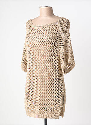 Pull tunique maille ajourée manches 3/4 or LIU JO femme