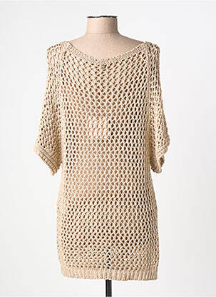 Pull tunique maille ajourée manches 3/4 or LIU JO femme