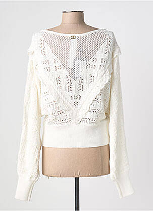 Pull maille ajourée manches longues blanc TWINSET femme