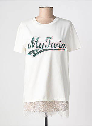 T-shirt stretch manches courtes blanc MY TWIN femme