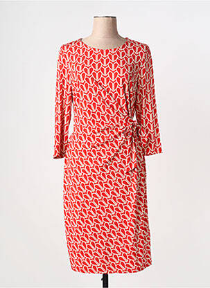 Robe mi-longue imprimé fantaisie manches longues rouge OUI femme