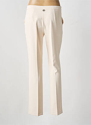 Pantalon droit tissage crêpe taille normale beige TWINSET femme