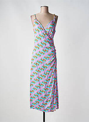 Robe longue imprimé fantaisie fines bretelles violet KOCCA femme