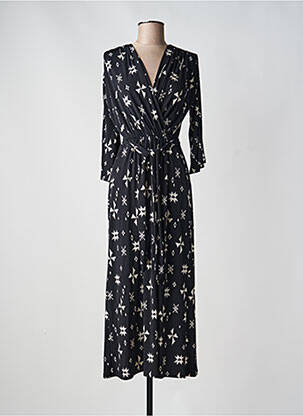 Robe longue coupe cintrée manches 3/4 noir AU SOLEIL DE ST TROPEZ femme