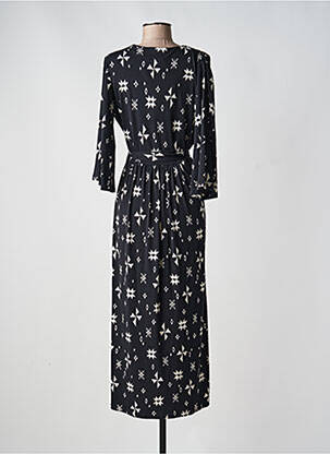 Robe longue coupe cintrée manches 3/4 noir AU SOLEIL DE ST TROPEZ femme
