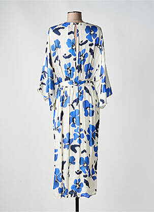 Robe mi-longue imprimé fleurs manches 3/4 bleu KOCCA femme