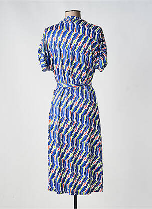 Robe mi-longue manches courtes manches courtes bleu SCORZZO femme