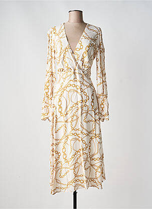 Robe mi-longue manches longues manches longues beige KOCCA femme