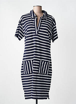Robe mi-longue manches courtes manches courtes bleu OUI femme
