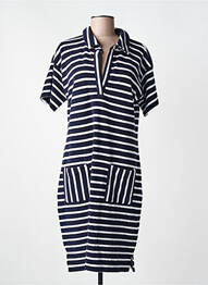 Robe mi-longue manches courtes manches courtes bleu OUI femme