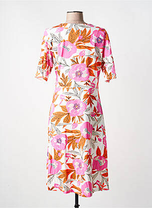 Robe mi-longue imprimé fantaisie manches courtes rose ZILCH femme
