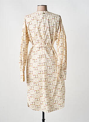 Robe mi-longue imprimé fleurs manches longues beige TWINSET femme
