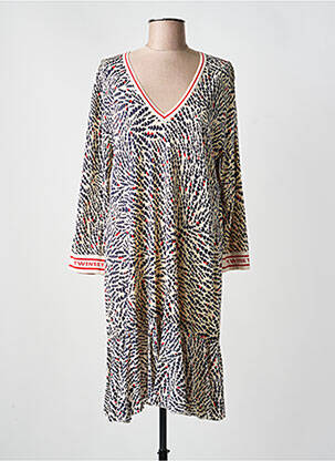 Robe mi-longue manches longues manches longues beige TWINSET femme