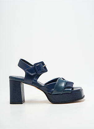 Sandales/nu pieds semi compensé talon de 7 à 9cm bleu LORENZO MASIERO femme