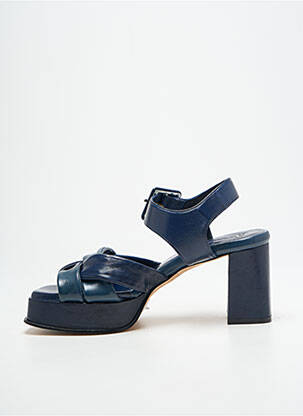 Sandales/nu pieds semi compensé talon de 7 à 9cm bleu LORENZO MASIERO femme