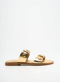 Mules/sabots tissage satiné talon plat jusqu'à 3cm or KOTRIS femme
