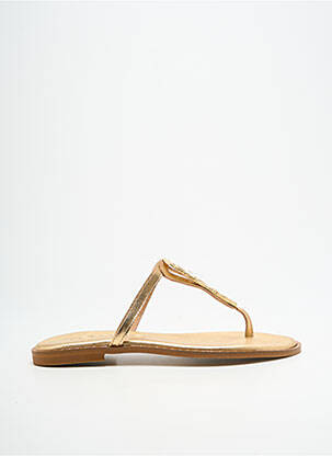 Tongs chiquet talon plat jusqu'à 3cm or KOTRIS femme