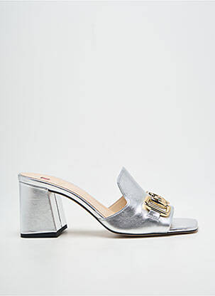 Mules/sabots matière lisse talon de 7 à 9cm argent HOGL femme