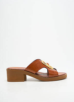 Mules/sabots matière lisse talon de 4 à 6cm marron KOTRIS femme