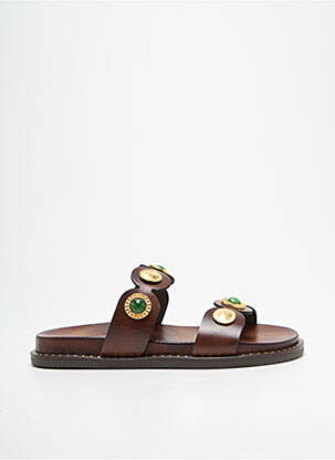 Mules/sabots tissage satiné talon plat jusqu'à 3cm marron KOTRIS femme
