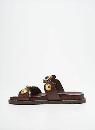 Mules/sabots tissage satiné talon plat jusqu'à 3cm marron KOTRIS femme