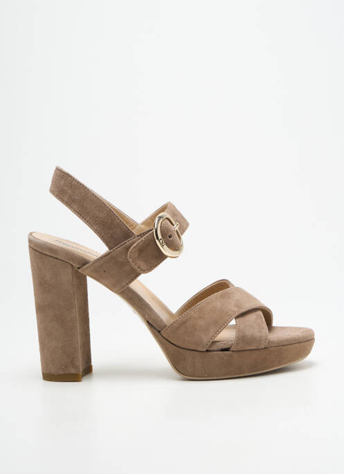 Sandales/nu pieds semi compensé talon haut de 10cm et plus marron NERO GIARDINI femme