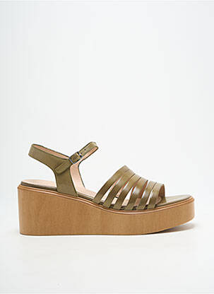 Sandales/nu pieds matière lisse talon de 7 à 9cm vert WONDERS femme