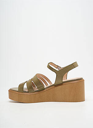 Sandales/nu pieds matière lisse talon de 7 à 9cm vert WONDERS femme