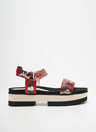 Sandales/nu pieds tissage satiné talon de 4 à 6cm rouge GADEA femme