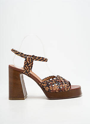 Sandales/nu pieds semi compensé talon haut de 10cm et plus marron LARA MAY femme