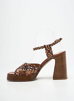 Sandales/nu pieds semi compensé talon haut de 10cm et plus marron LARA MAY femme