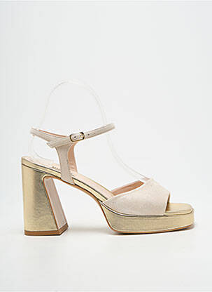 Sandales/nu pieds semi compensé talon haut de 10cm et plus or LARA MAY femme