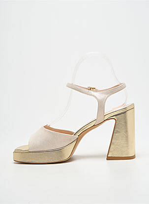 Sandales/nu pieds semi compensé talon haut de 10cm et plus or LARA MAY femme