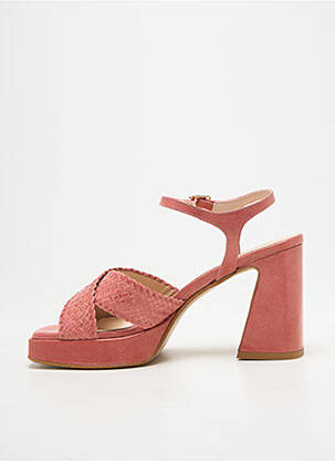 Sandales/nu pieds semi compensé talon de 7 à 9cm rose LARA MAY femme