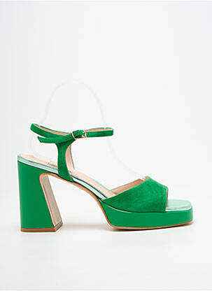 Sandales/nu pieds semi compensé talon de 7 à 9cm vert LARA MAY femme