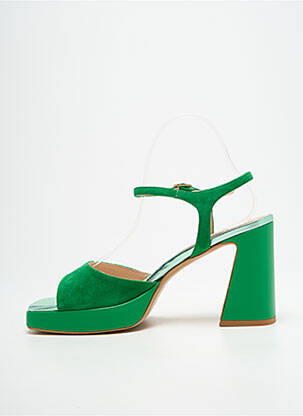 Sandales/nu pieds semi compensé talon de 7 à 9cm vert LARA MAY femme