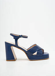 Sandales/nu pieds semi compensé talon de 7 à 9cm bleu LARA MAY femme